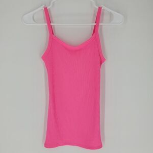 Hot pink ribbed tank top xs